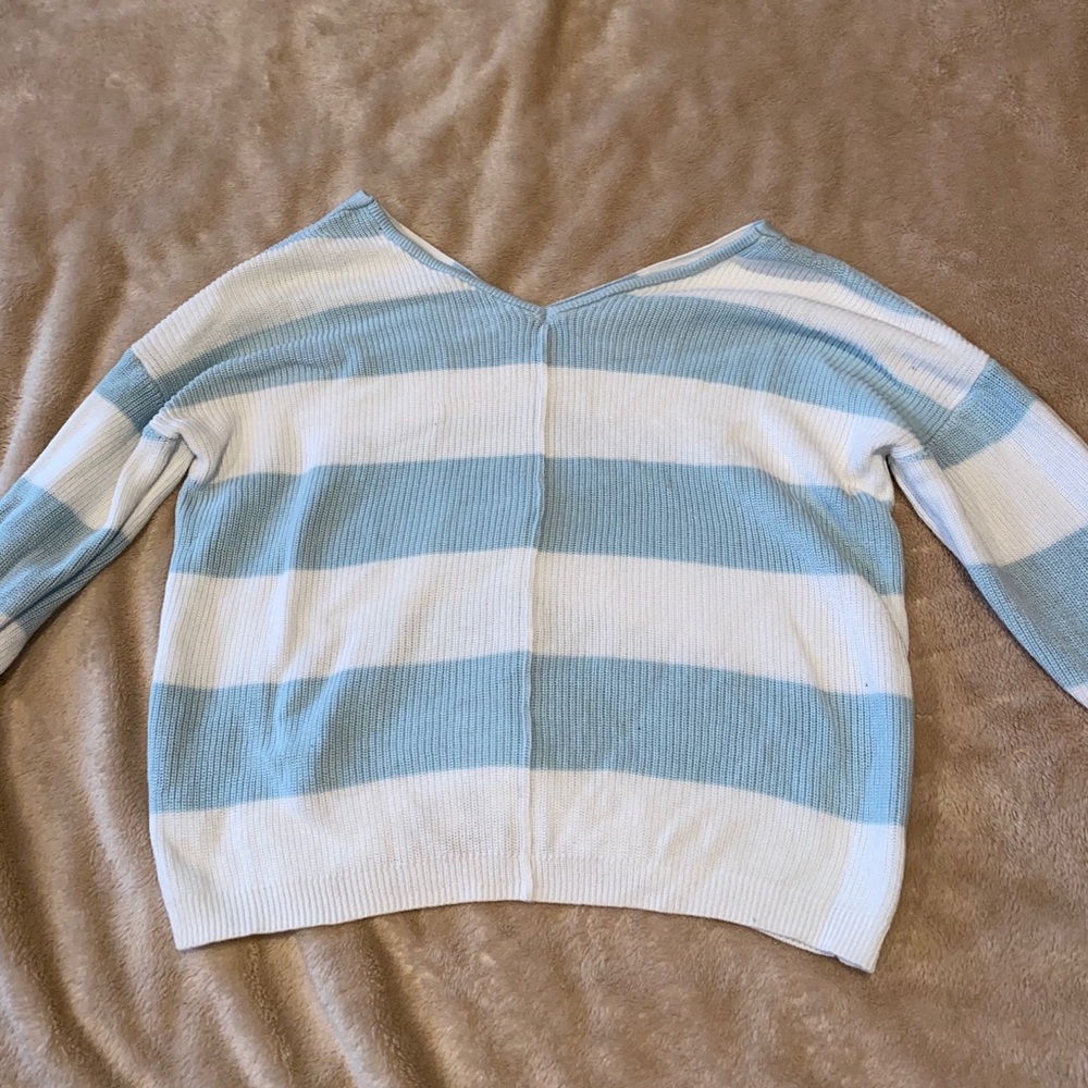 blue and white sweater